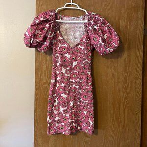 Zara Floral Bodycon Dress with Cap Sleeves- size medium